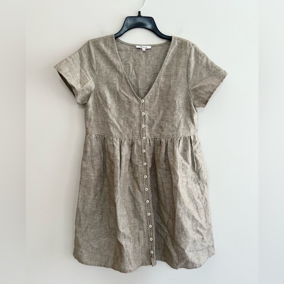 Madewell Dresses & Skirts - Madewell Linen-Blend Alexandra Button-Front Mini Dress, Olive Branch, size XS